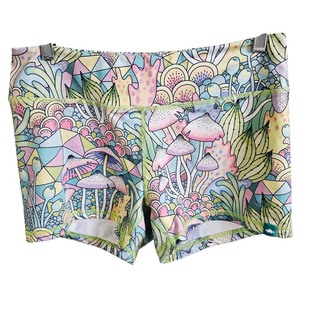 Wodbottom Women's L Athletic Crossfit Shortie Shorts Pastel Mushroom Whimsical